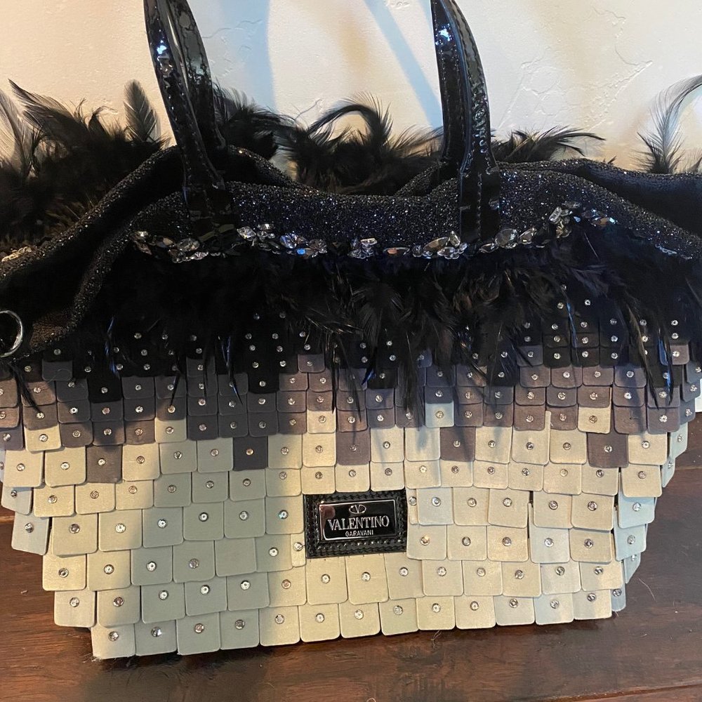 Valentino Tri Color Crystal Embellished Tote